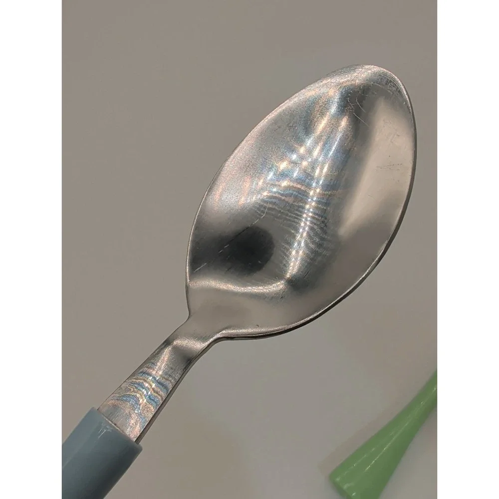 12pc Stainless Steel Flatware Set Mint Green Sky Blue Forks Knives Spoons